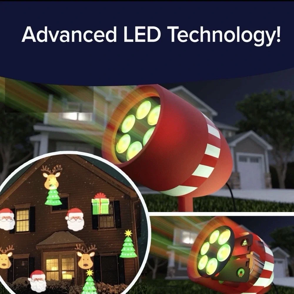 Star Shower Slide Show Christmas LED Projector‎ w/ Remote 6 Different Slides